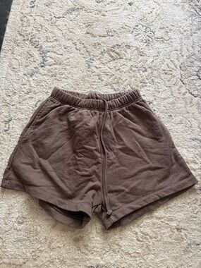 Daily Drills Brown Athletic Elastic-Waist Shorts